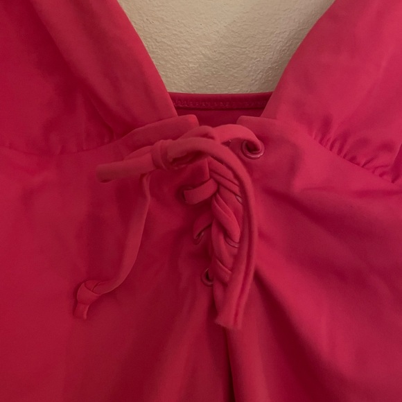 L.A. Hearts by Pacsun Hot Pink V-neck Front Tie One Piece Swimsuit - Picture 6 of 7